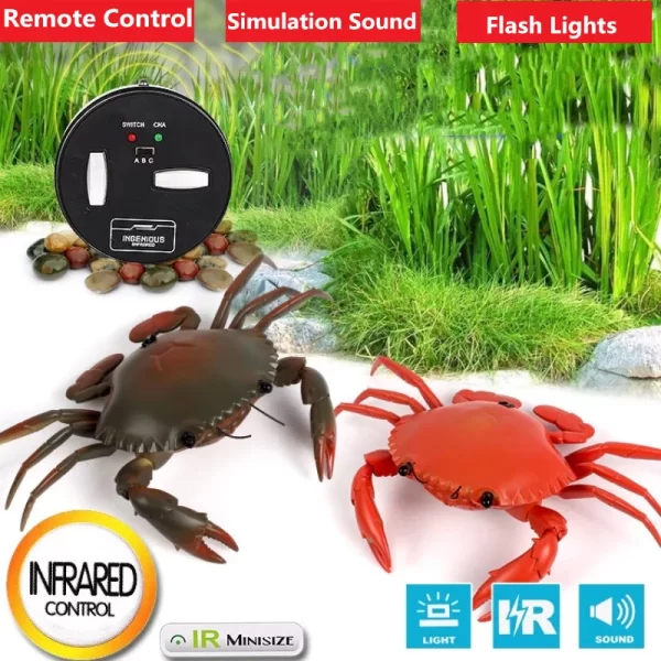 Hafe4fbb2dbb04f2a88bfa1ebdc646743B.webp Smart Intelligent RC Robot crab With eye flash light simulation sound crab Model high simulation crab design classic crab - AliExpress 26