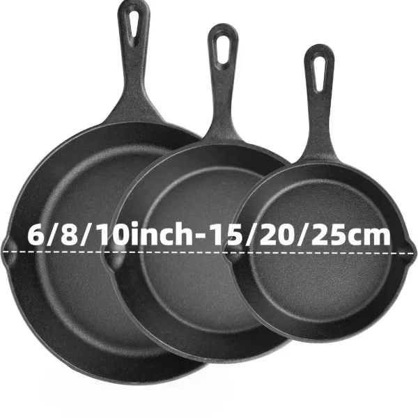 Sb108ccbb9b1842efb3b54e268aa9152aC.webp 3PCS Cast Iron Skillet Set (6/8/10 Inch) Pre-Seasoned, Heavy-Duty Pans for Oven, Grill and Campfire, Even Heat, Non-Stick Surface
