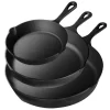 3PCS Cast Iron Skillet Set (6/8/10 Inch) Pre-Seasoned, Heavy-Duty Pans for Oven, Grill and Campfire, Even Heat, Non-Stick Surface